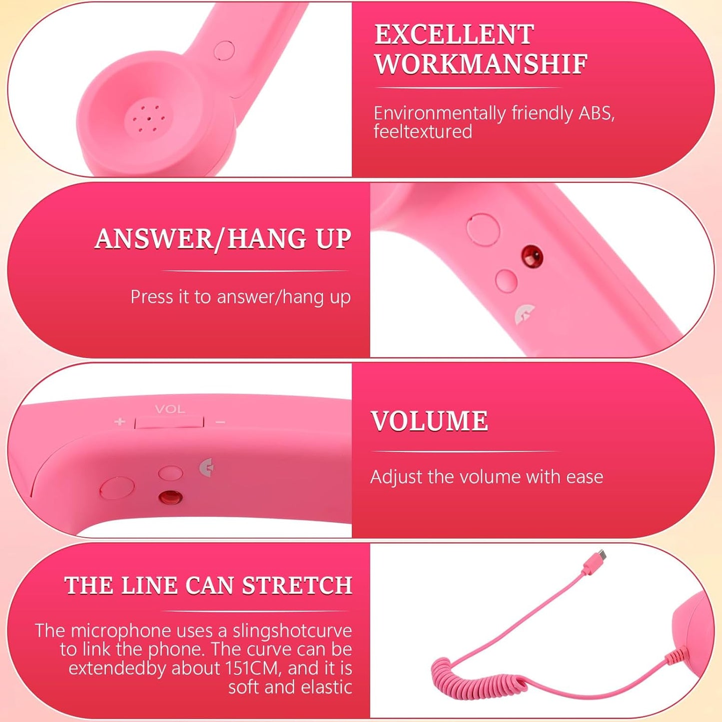 Pink Retro Phone Receiver