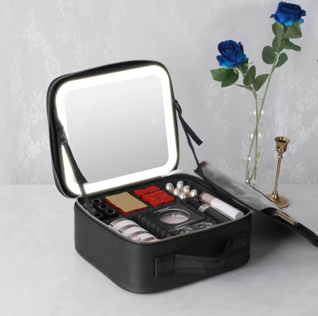 Lighted Makeup Bag with Mirror