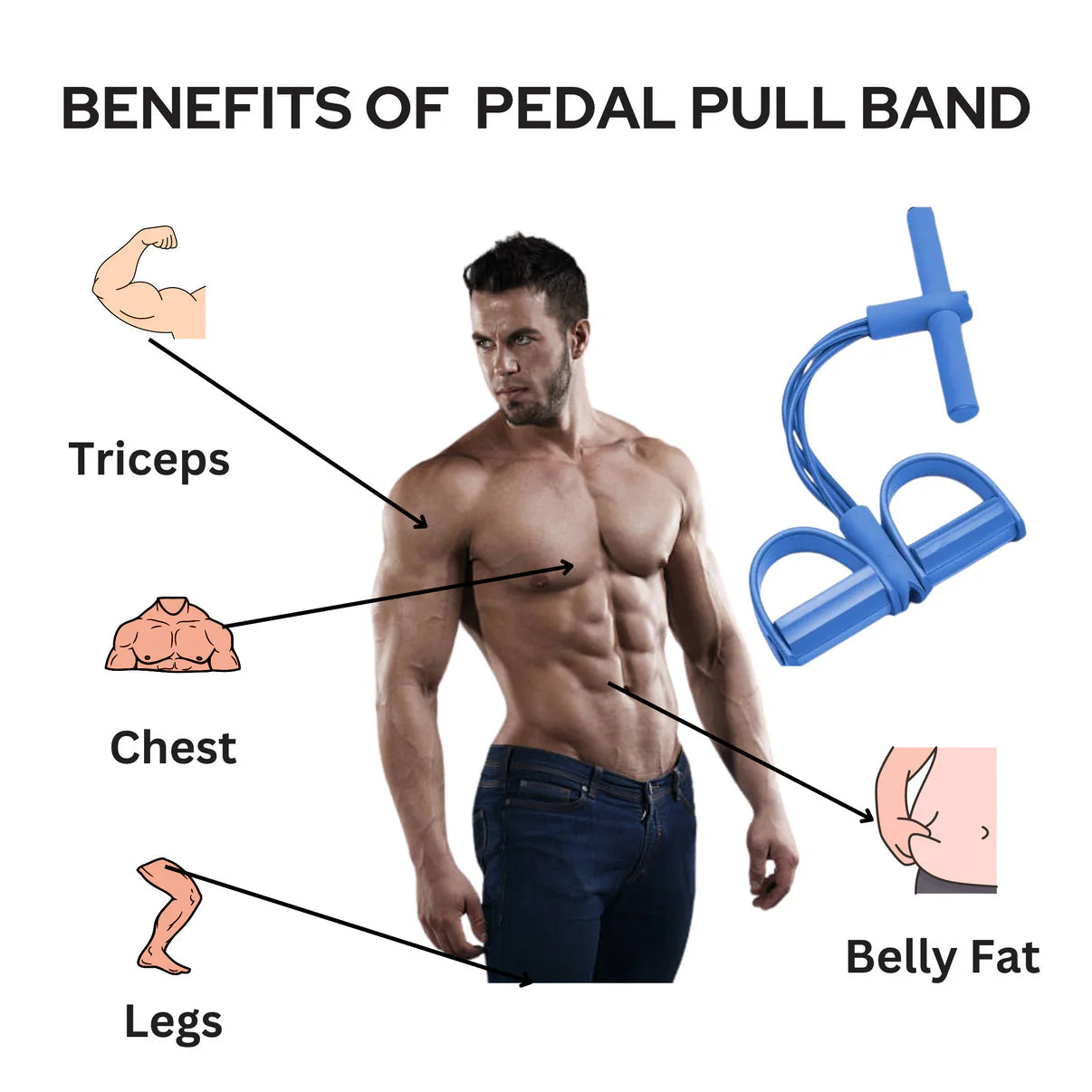 4-Tube Pedal Resistance Band for Full-Body Workouts