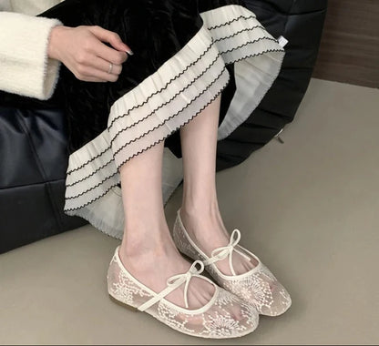 Sheer Mesh Mary Jane Flats