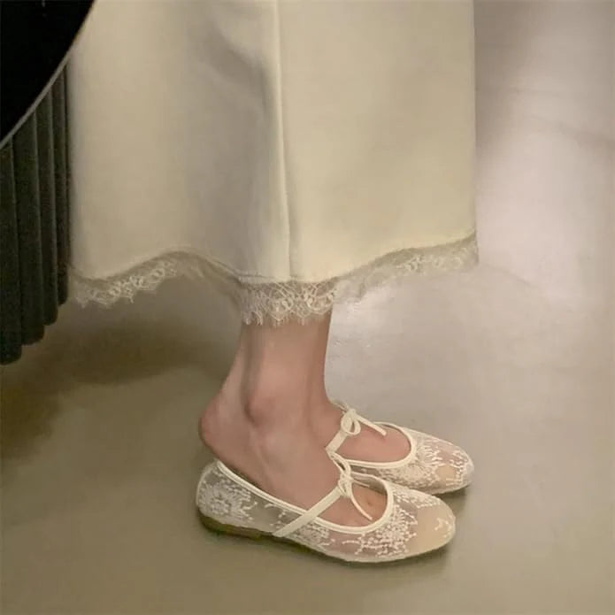 Sheer Mesh Mary Jane Flats