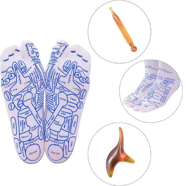 REFLEXOLOGY SOCKS WITH MASSAGE TOOL