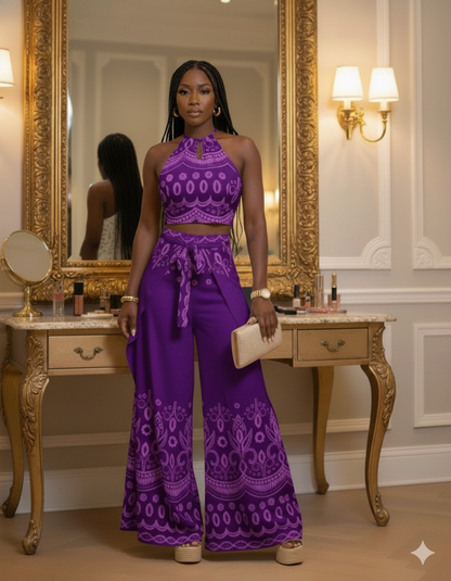 Women's Vintage Printed Holiday Casual Three-Piece Suits