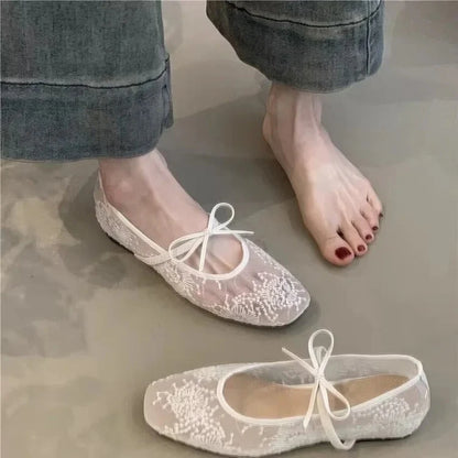 Sheer Mesh Mary Jane Flats