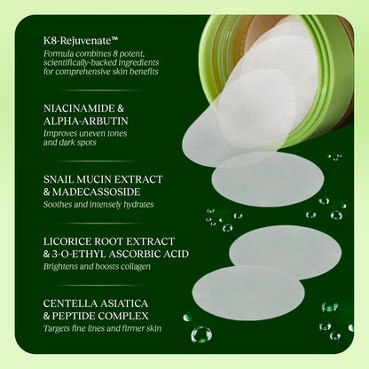 Brightening Wrinkle Repair Snail Toning Pads(100 pads)