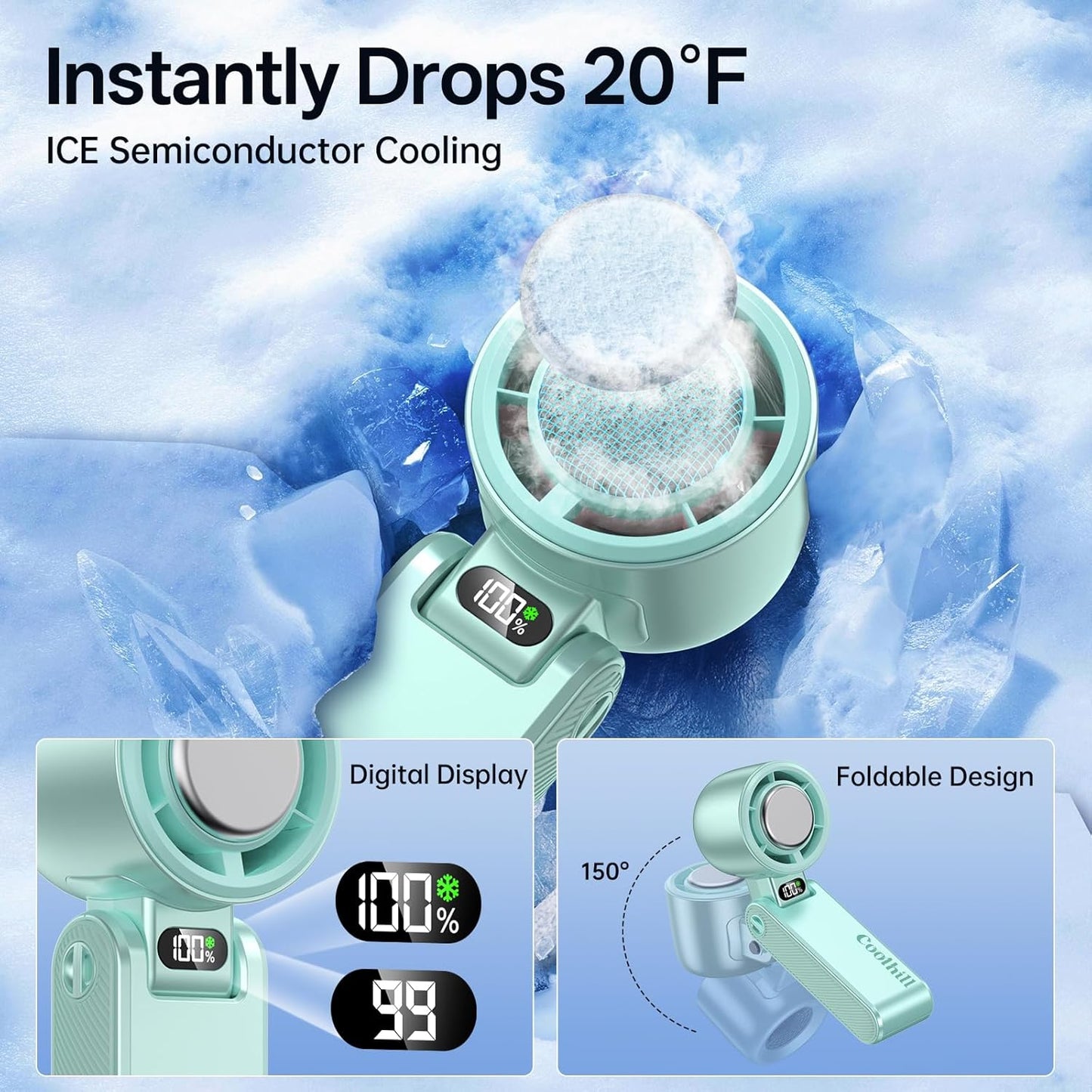 Turbo Ice Cooling Handheld Fan