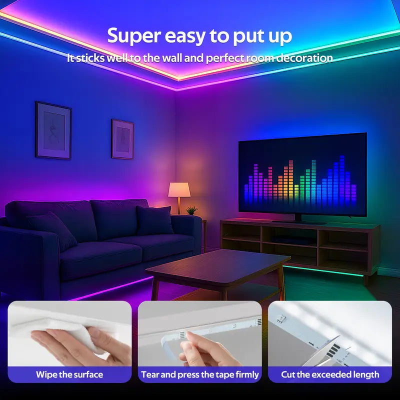 RGB LED Strip Lights with Remote & App Control