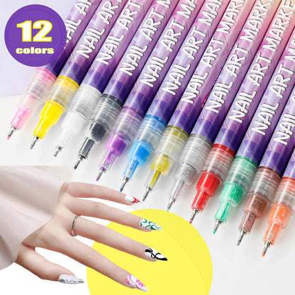 12 Colors 3D Nail Art Pens
