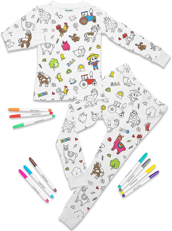 Kids Coloring Pajamas with Markers