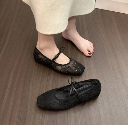 Sheer Mesh Mary Jane Flats