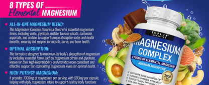 Magnesium Complex Supplement 8 Elemental 1000mg