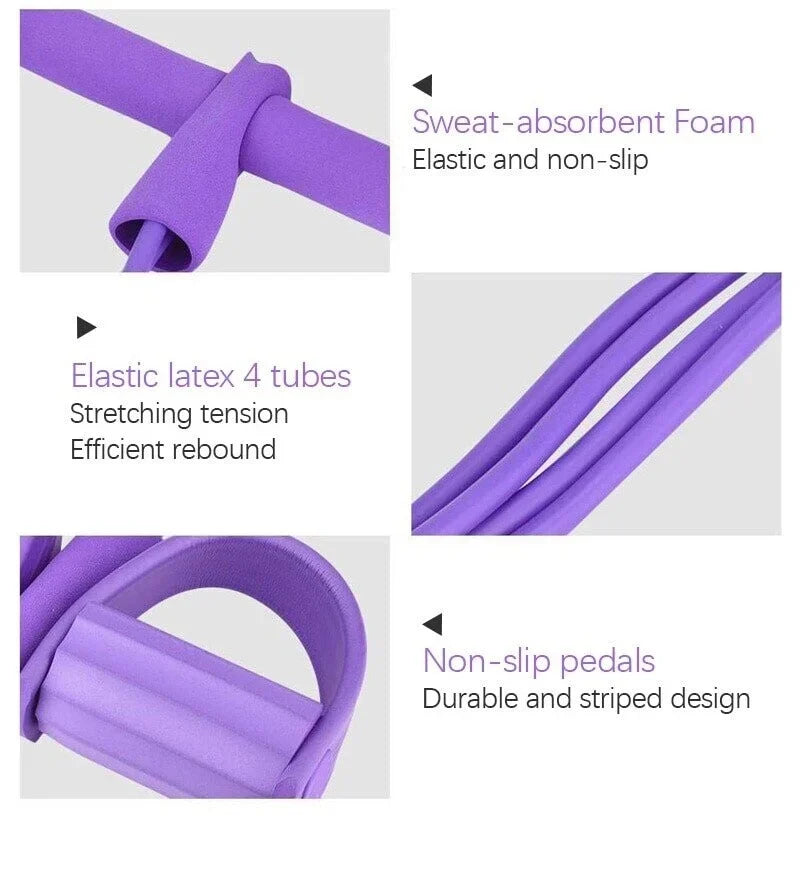 4-Tube Pedal Resistance Band for Full-Body Workouts