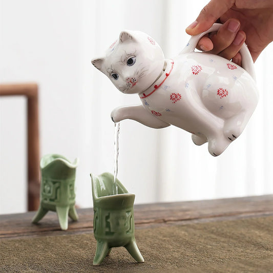Cat Antique Teapot